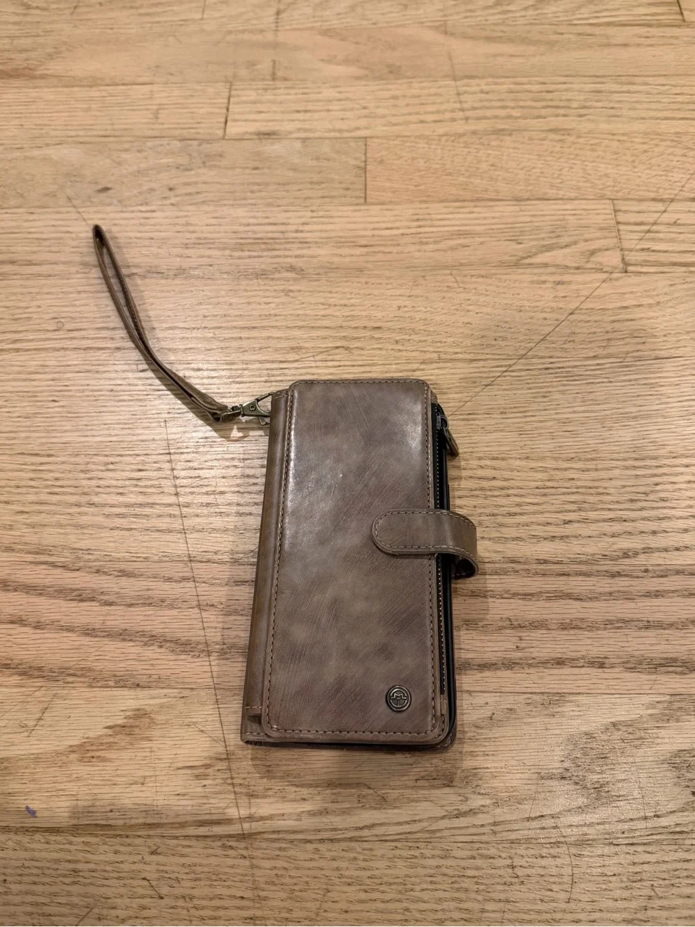 iPhone 15 pro max Brown Wristlet Phone Wallet with Snap Closure